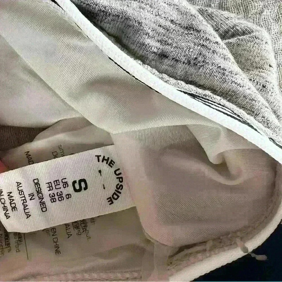 The Upside Racerback Sports or Lounge Bra - Heather Beige, | Size 6 | Logo Band - Picture 6 of 6